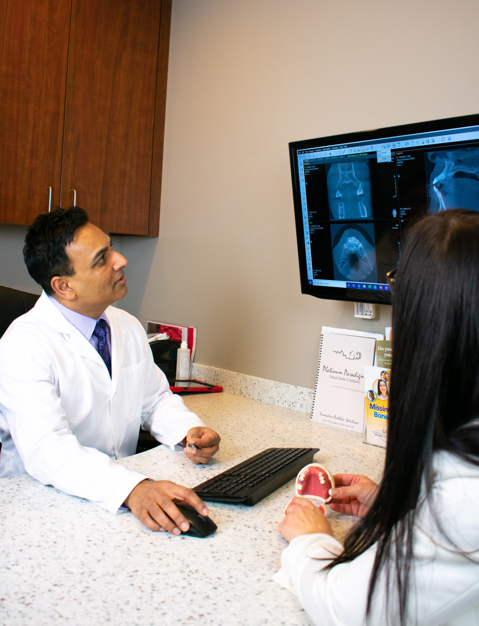 Patient results being shown on a screen in Dr. Patel's office
