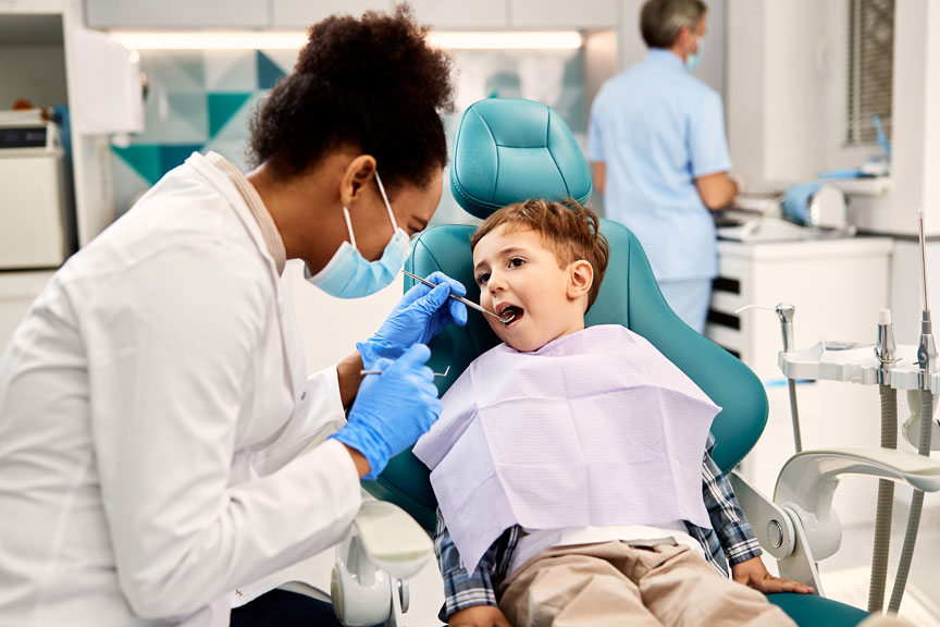 Child at the Dentist Getting a Dental Checkup