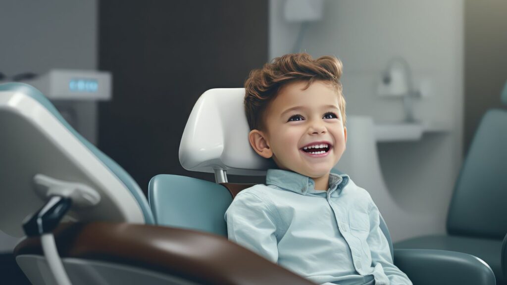 Happy Child Sitting in a Dental Chair